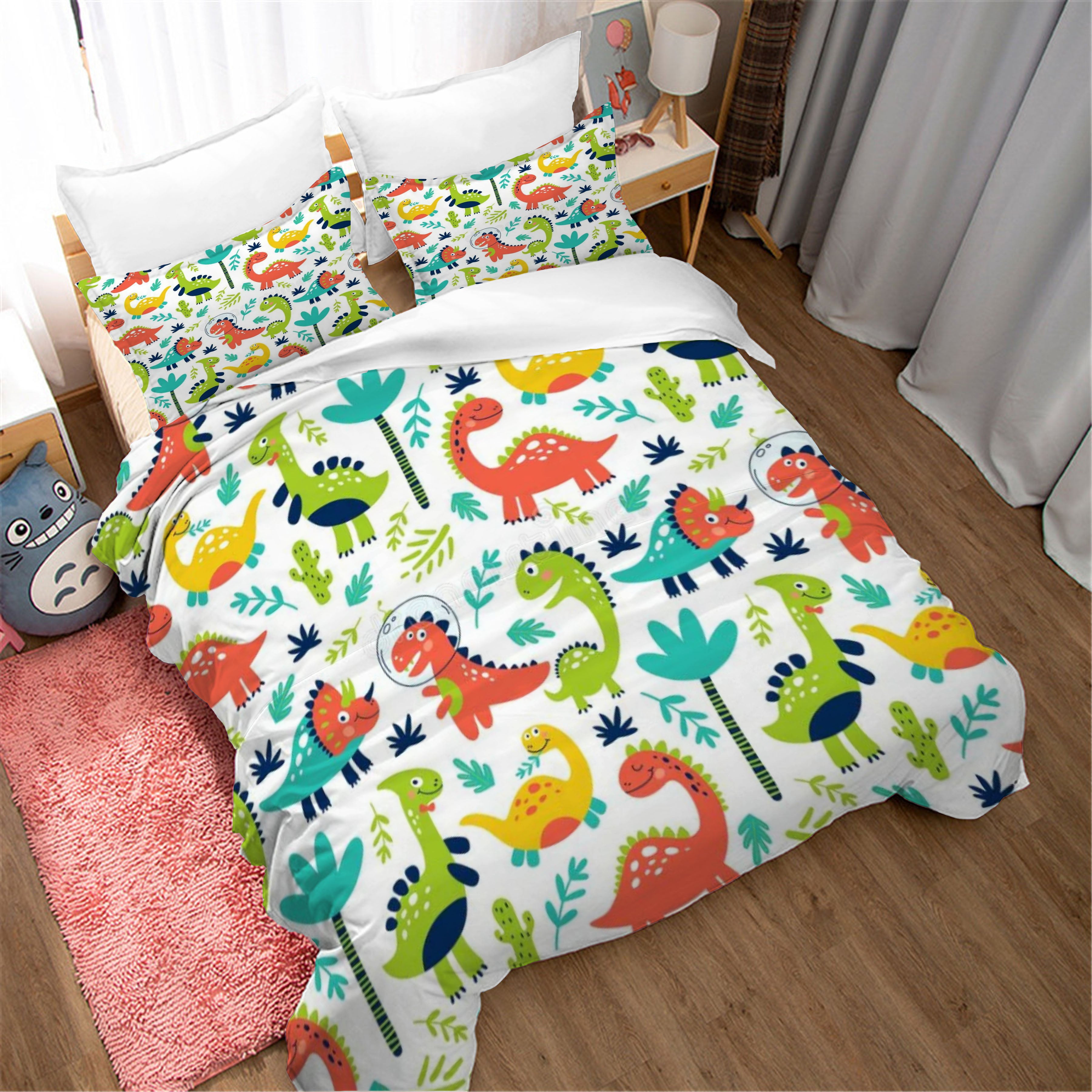 3D Cartoon Animal Dinosaur Coconut Tree Quilt Cover Set Bedding Set Duvet Cover Pillowcases 53