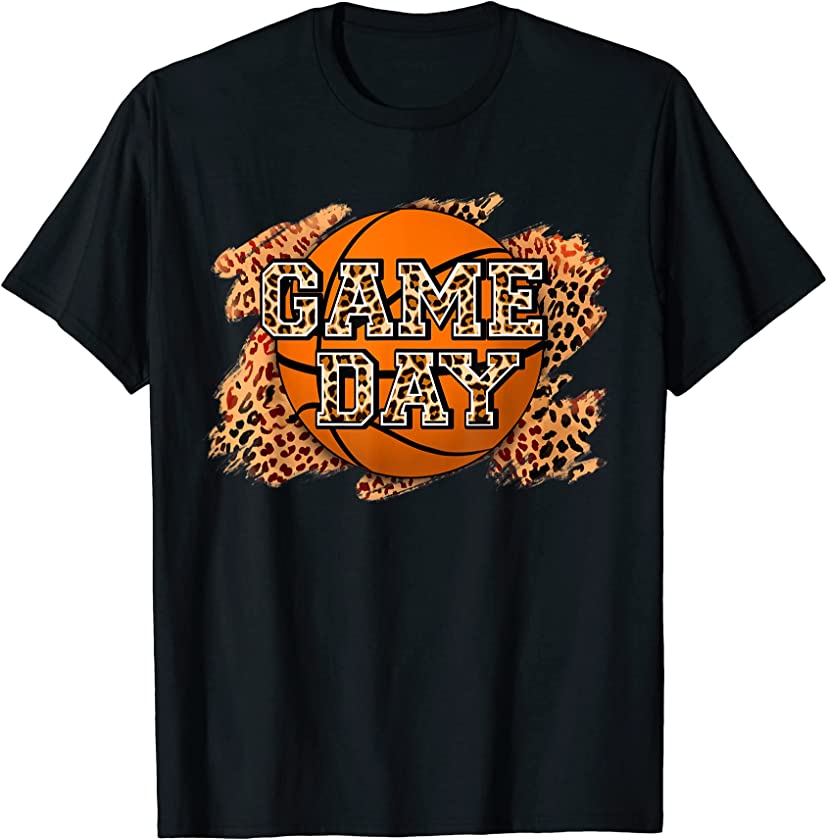 Bleached Leopard Basketball Game Day Vibes Basketball Mom T-Shirt