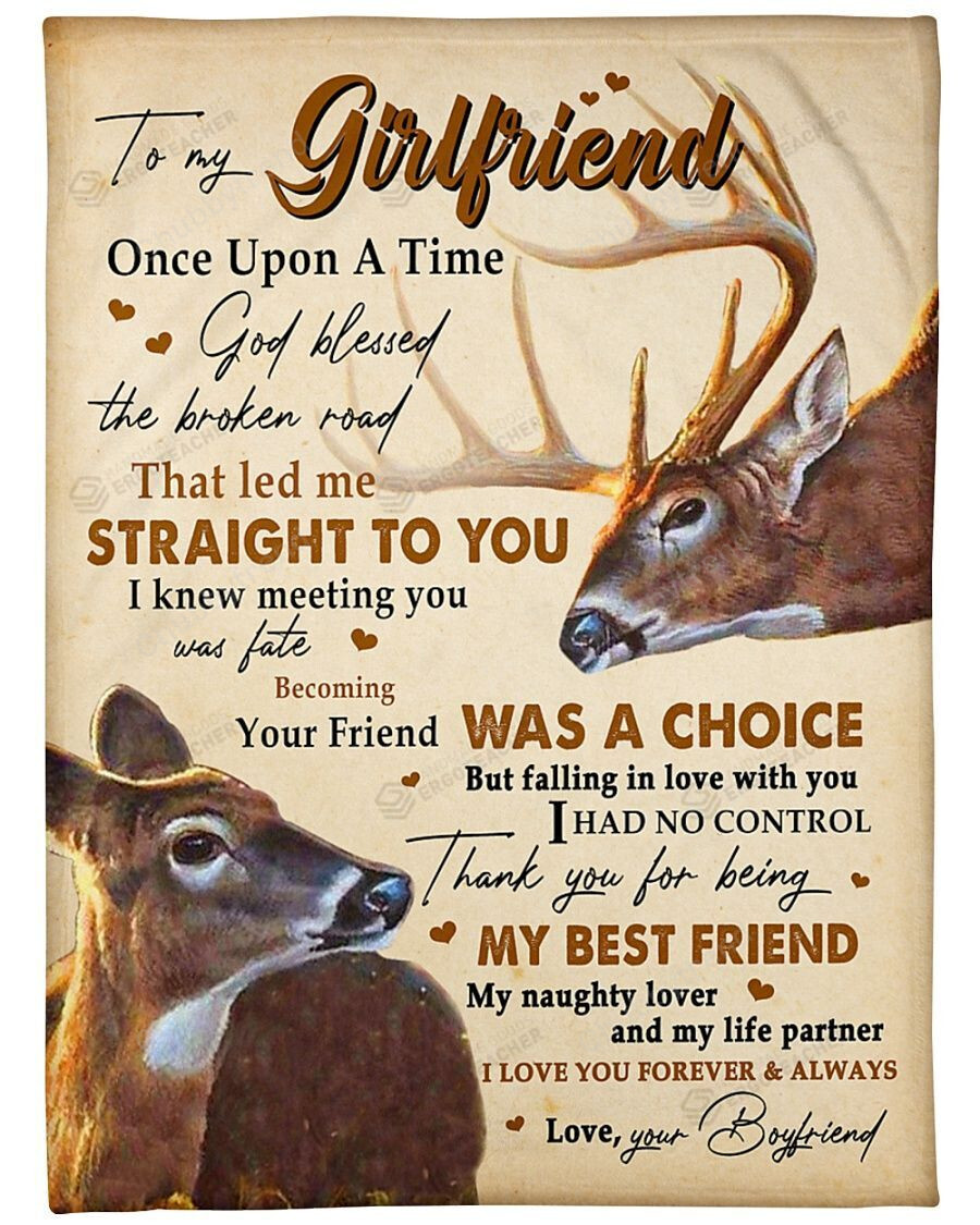 Personalized To My Girlfriend From Boyfriend Deer Couple Thank You For Being My Best Friend Fleece/Sherpa Blanket Great Customized Gifts For Family Birthday Christmas Thanksgiving Anniversary