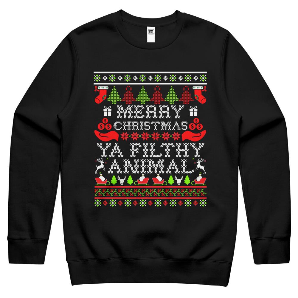 Christmas T-Shirt – Merry Christmas Ya Filthy Animal Crewneck Sweatshirt