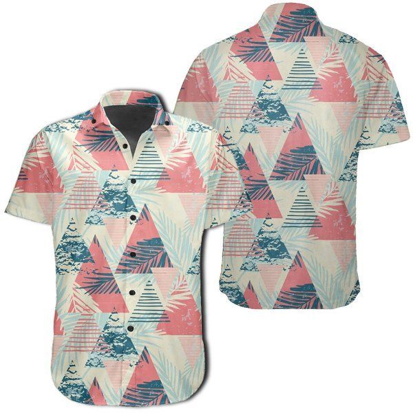 Tropical Leaf Triangle Pattern Hawaiian Shirt