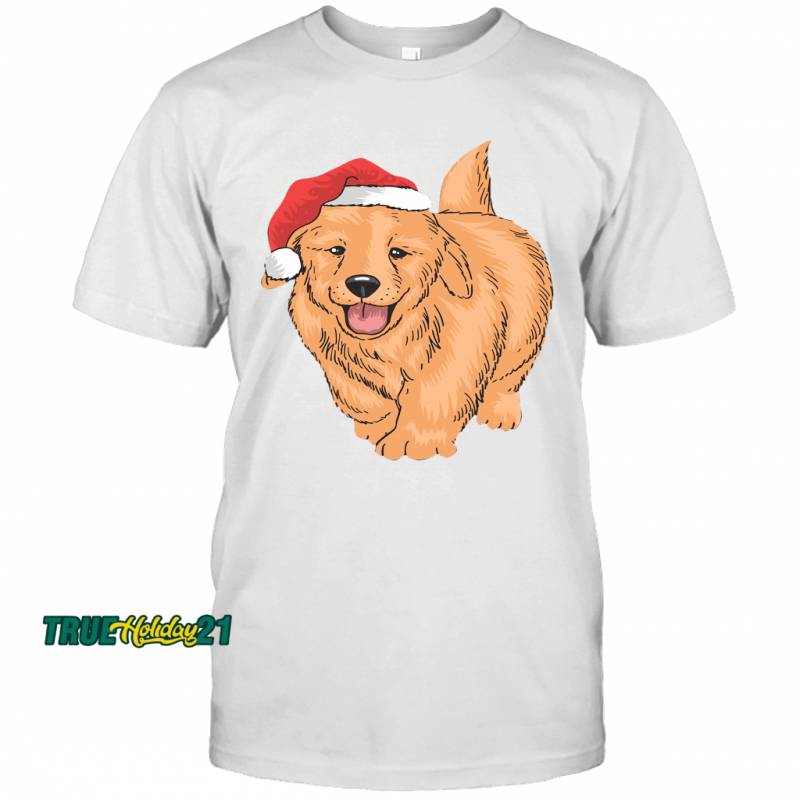 Santa Golden Retriever Cute Puppy Dog Funny Christmas Gift T-shirt