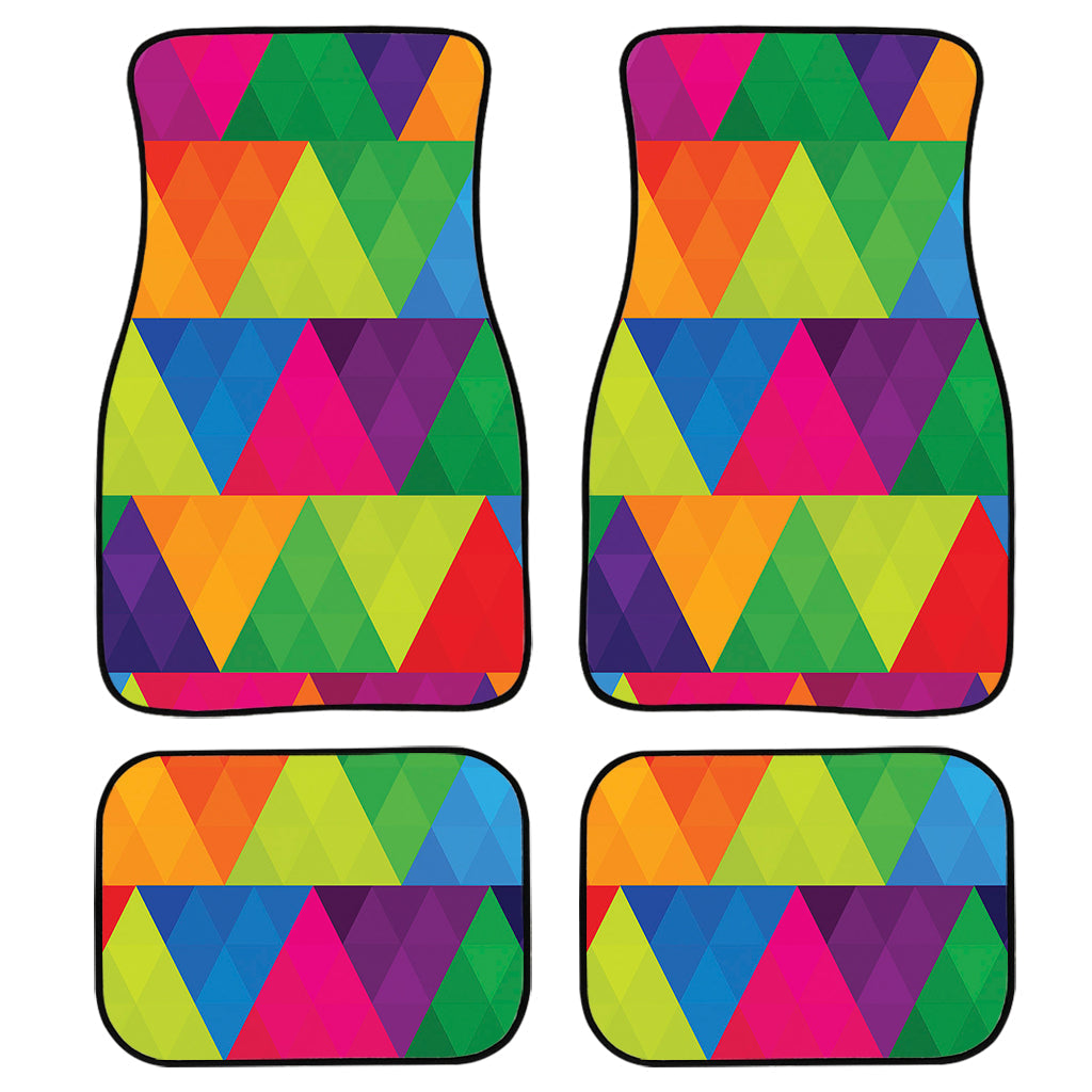 Rainbow Triangles Pattern Print Front And Back Car Floor Mats, Front Car Mat