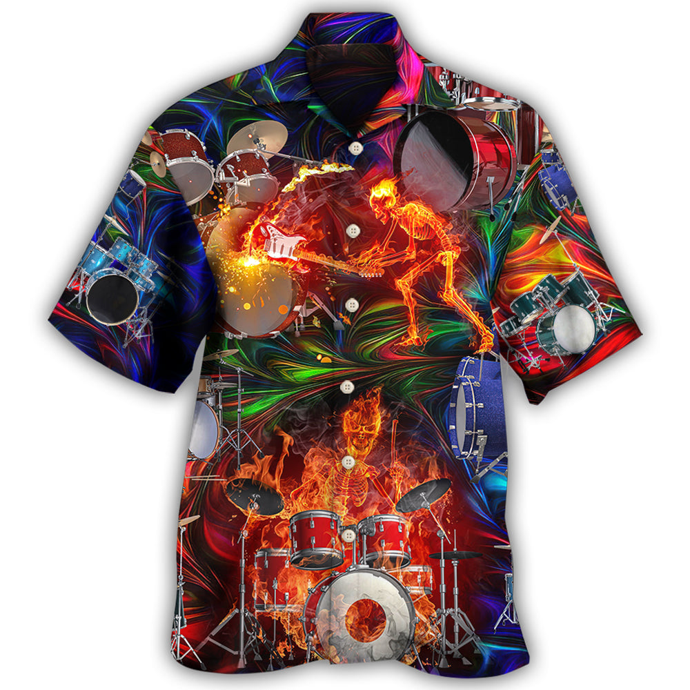 Drum Is My Life Fire Skull Colorful Style Hawaii Shirt Ha105664