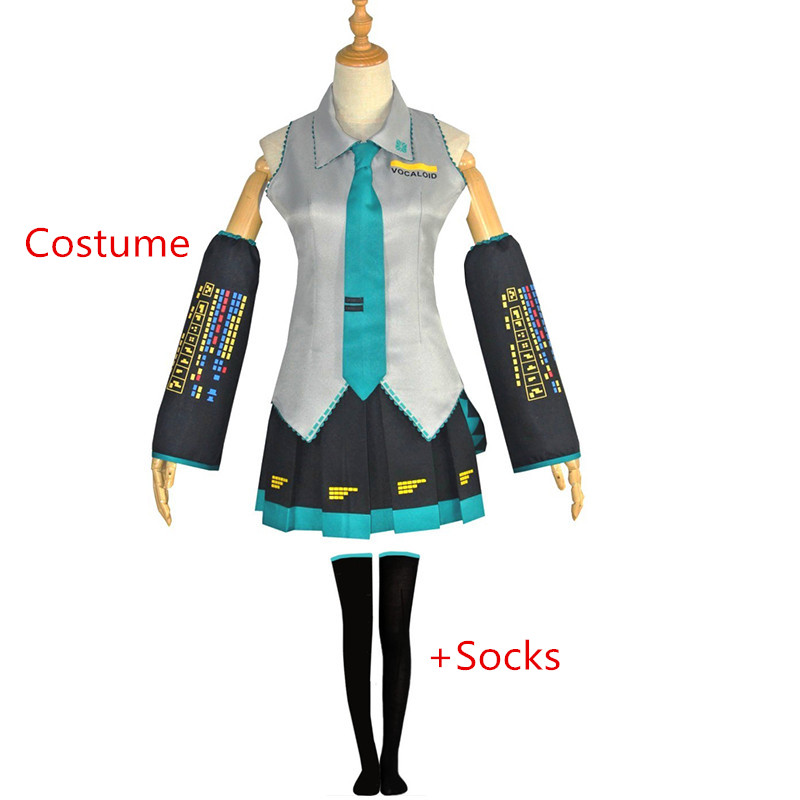 Anime Cosplay Costume Miku Japan Midi Dress Female Outfits For Girl Halloween New Year Party Suits Wig alx