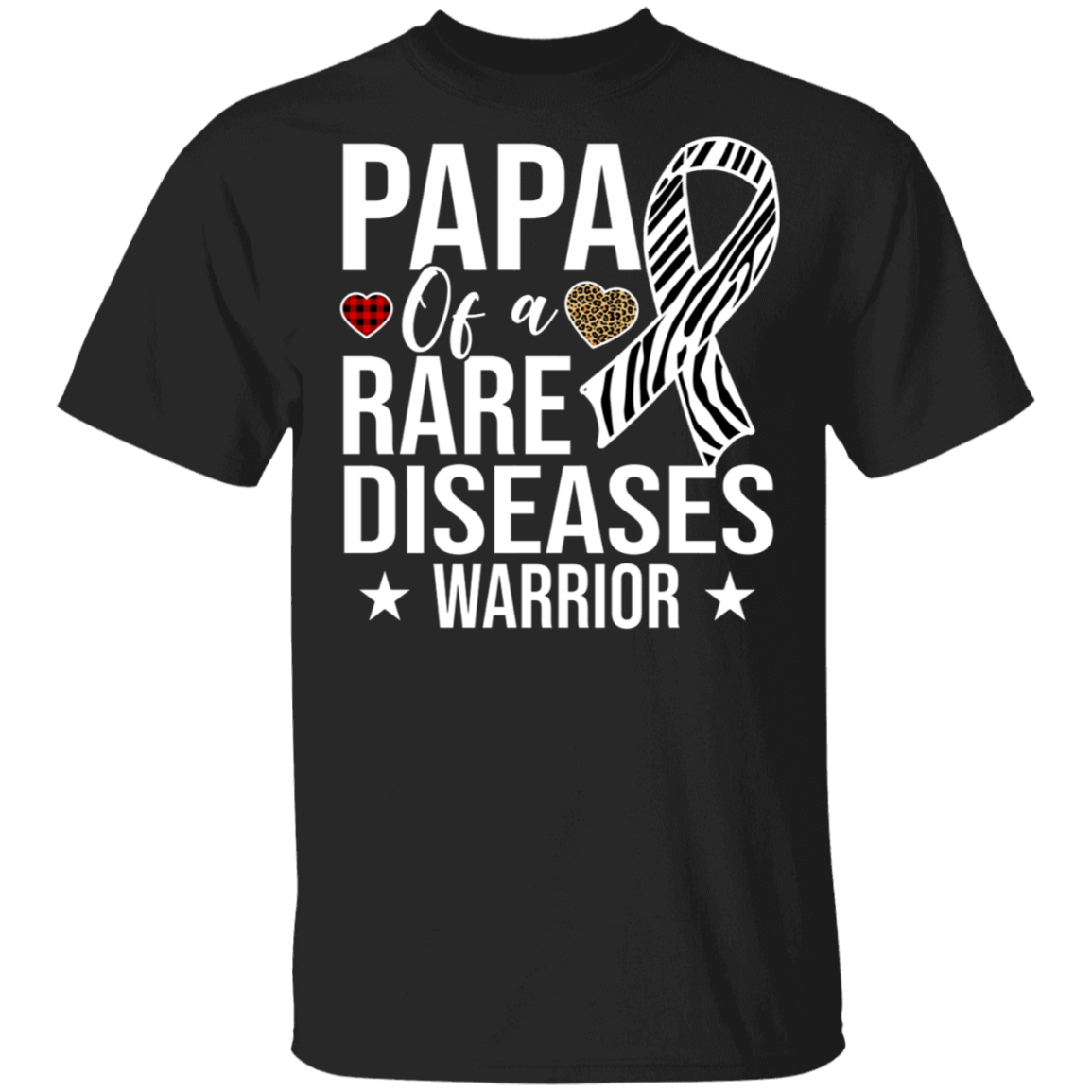 Rare Diseases  Family Shirt Papa Of A Rare Diseases Warrior Funny Rare Diseases Leopard Buffalo Plaid Family T-Shirt