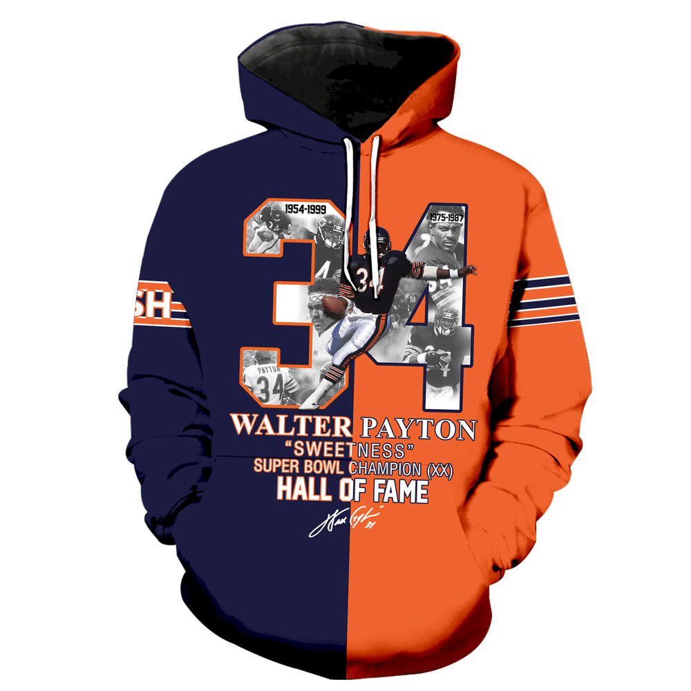 Walter Payton 34 Chicago Bears    41 Unisex 3D Hoodie Gift For Fans