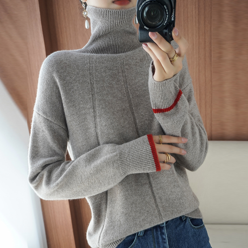 2021 Autumn Winter New High-Neck Cashmere Sweater Plus Size Women Pullover 100%Pure Wool Knit Thick Base Shirt Warm High-End Top alx