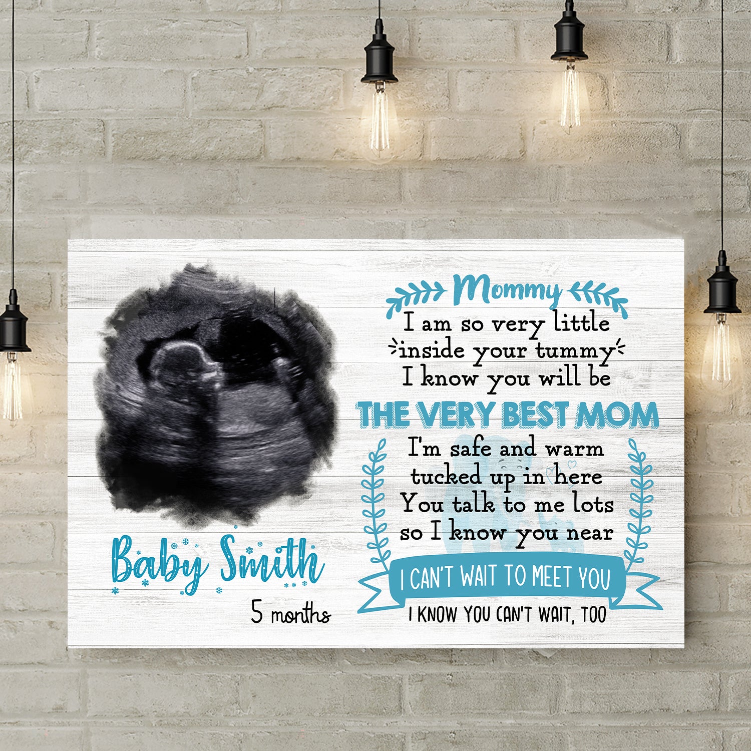 Can’t Wait To Meet You – Personalized Custom Photo Canvas – Gifts For Mom-to-be