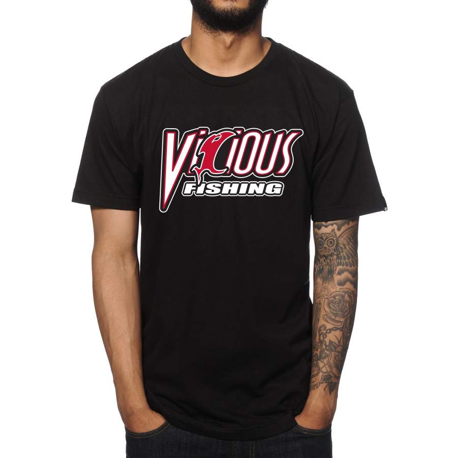 Vicious Fishing T-Shirt Mens T-Shirt Graphic Tee Short Sleeve Men Tops Xxxl Black