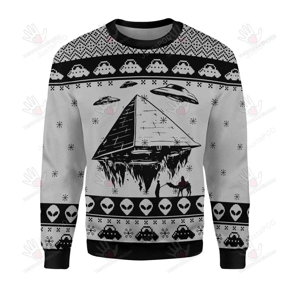 Ufo Over The Pyramid Ancient Aliens Ugly Christmas Sweater, All… Ugly Sweater Christmas Gift