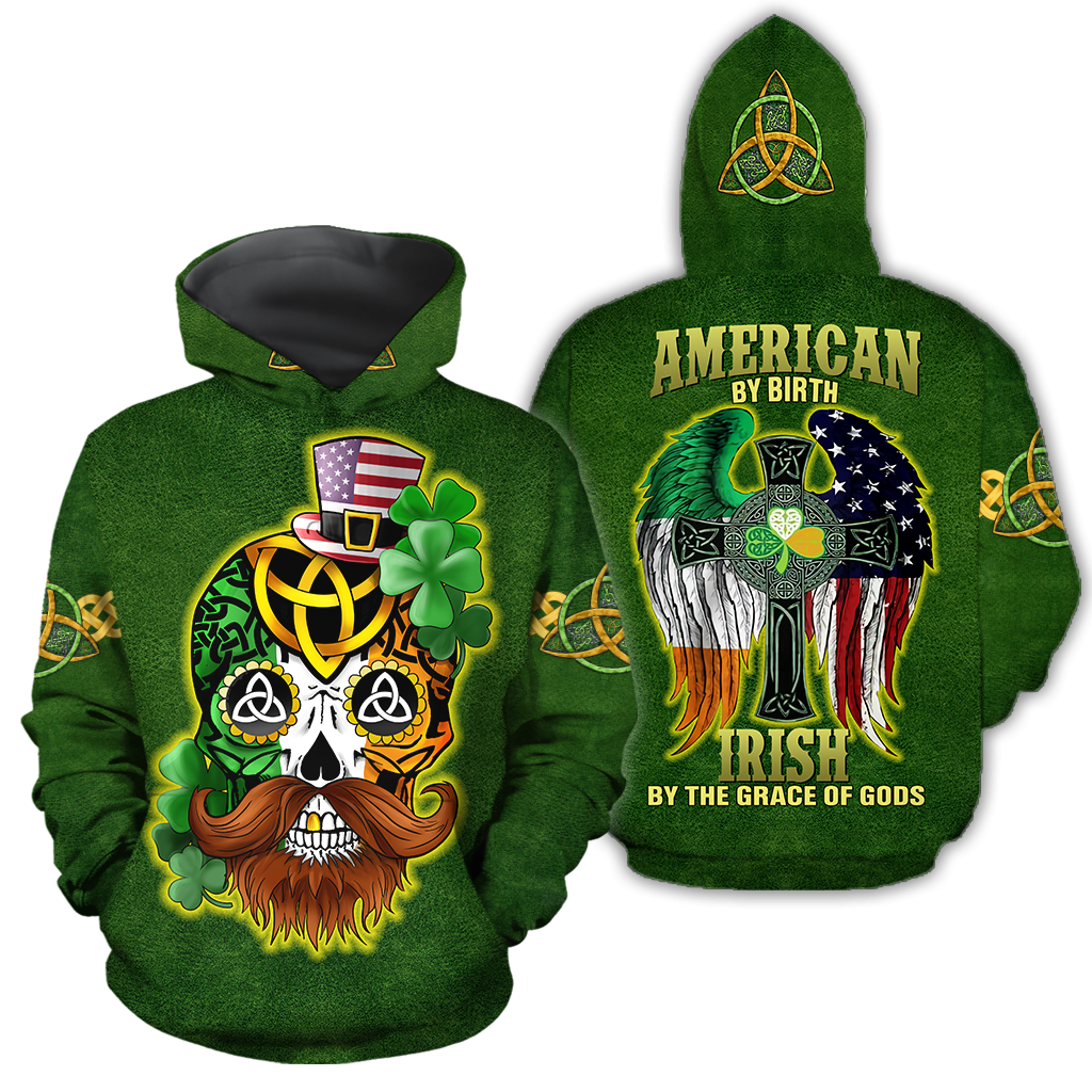 3D All Over Printed  Irish- American Skull  St Patrick Day Unisex Shirts