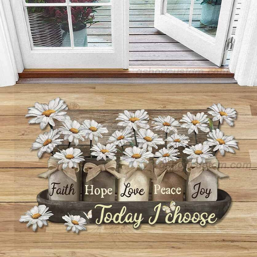 Daisy Flower Love Peace Easter Shaped Doormat Rug – Easter Day Jesus Faith Love Hope Home Decor Carpet – Sdm-A0019