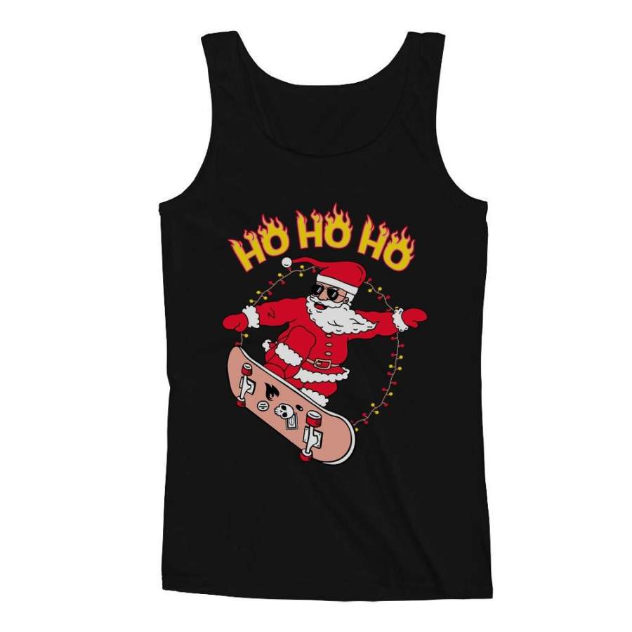 Skateboarding Skater Santa Ho Ho Ho Ugly Christmas Men’s Tank Top