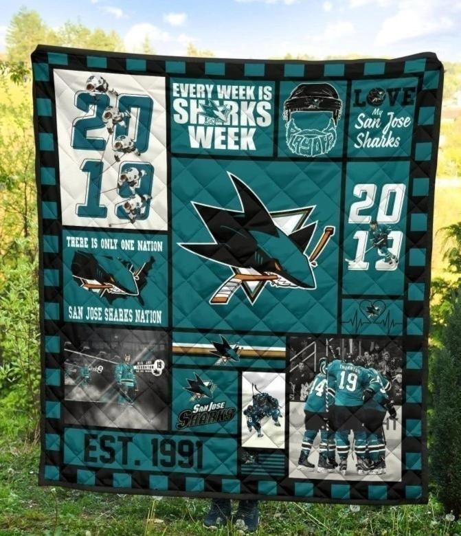 San Jose Sharks Hockey Quilt Blanket Fan Gift