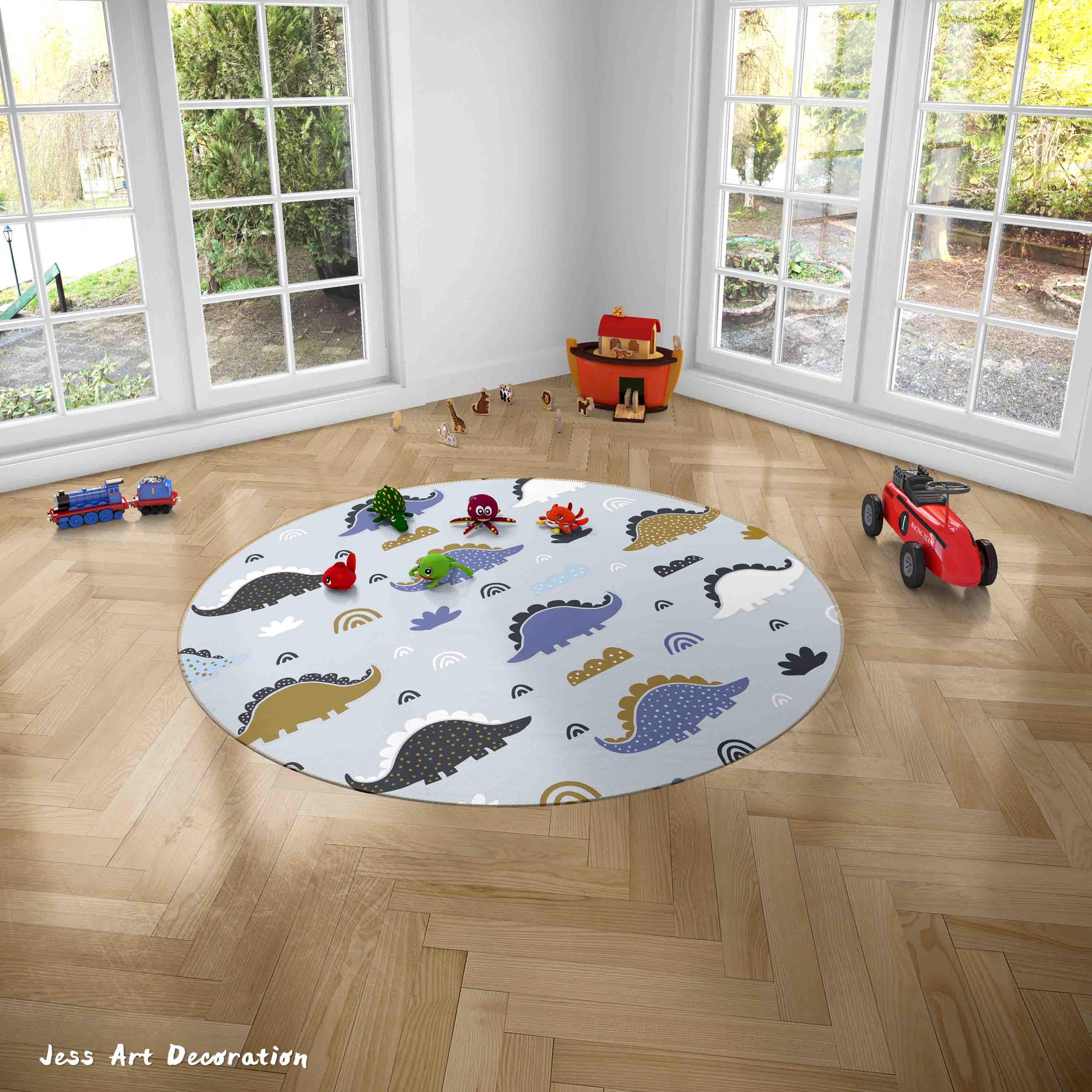 3D Cartoon Animal Dinosaur Kids Non-Slip Round Rug Mat 69