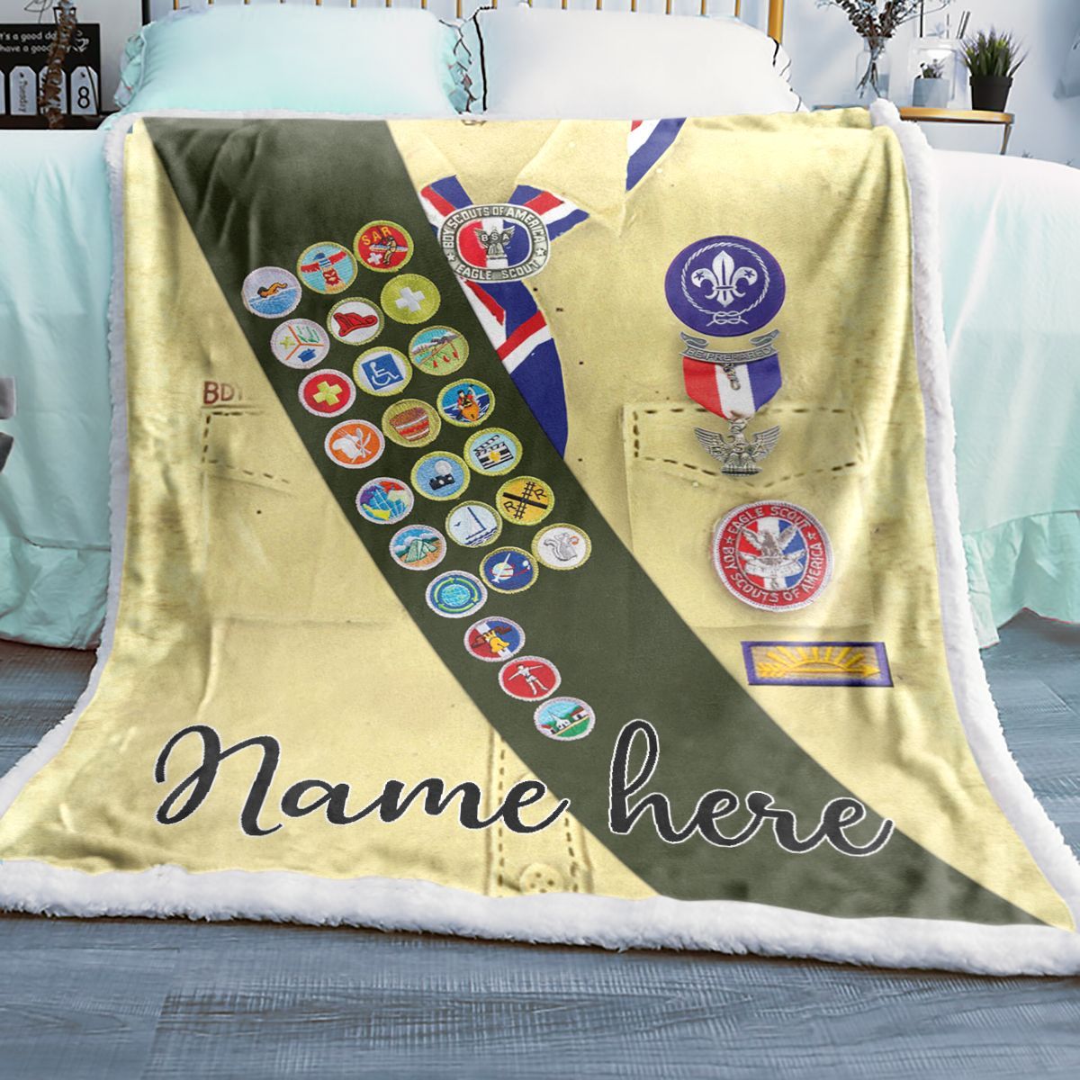 Boy Scout Uniform LF9 Personalized Sherpa Blanket
