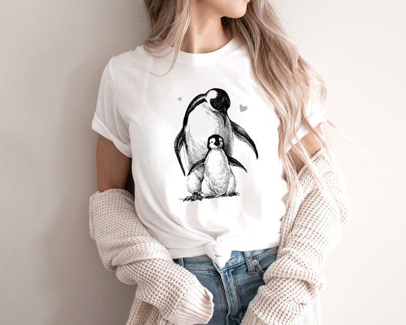 Lovely Penguins Family Shirt, Save The Nature Shirt, Animal Lover Unisex Shirt, Gift For Her, Gift For Mom