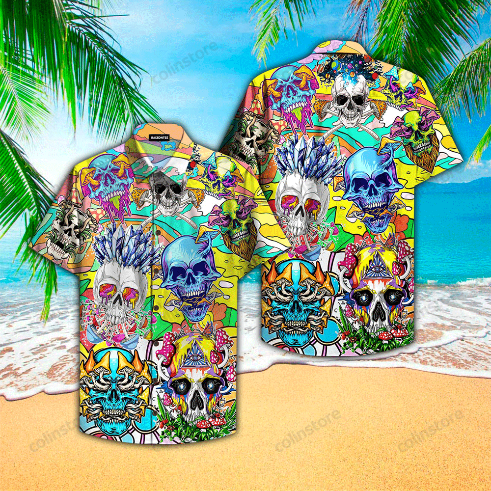 Skull Mushroom Hippie Hawaii Shirt Aloha Ha102685