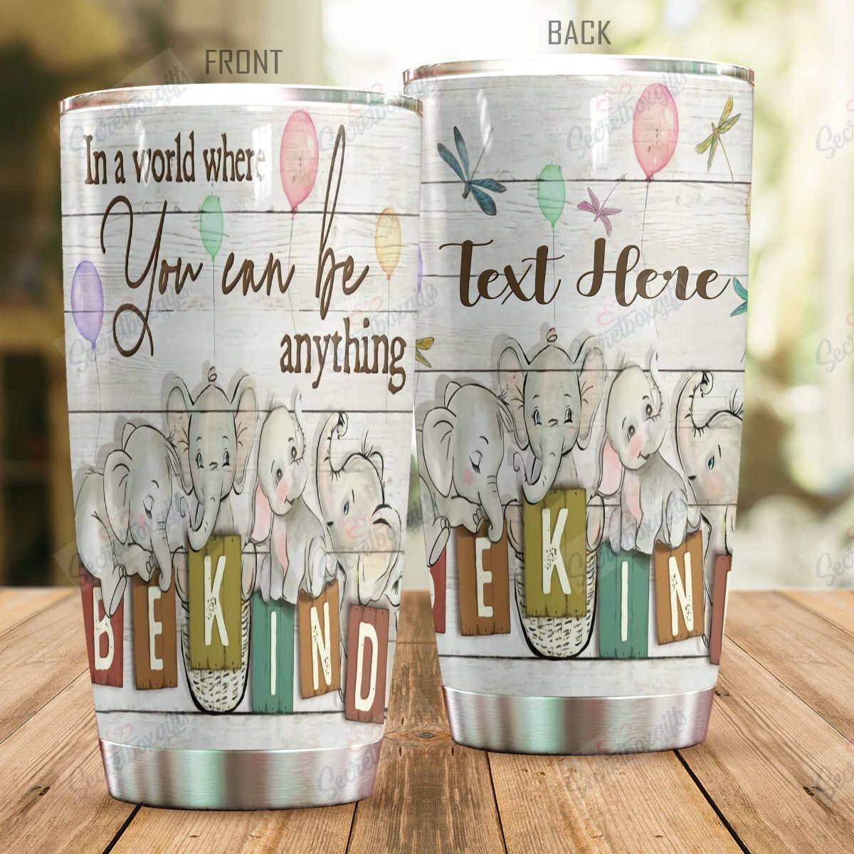 Personalized Elephant Be Kind Nc0910280Cl Stainless Steel Tumbler Customize Name, Text, Number