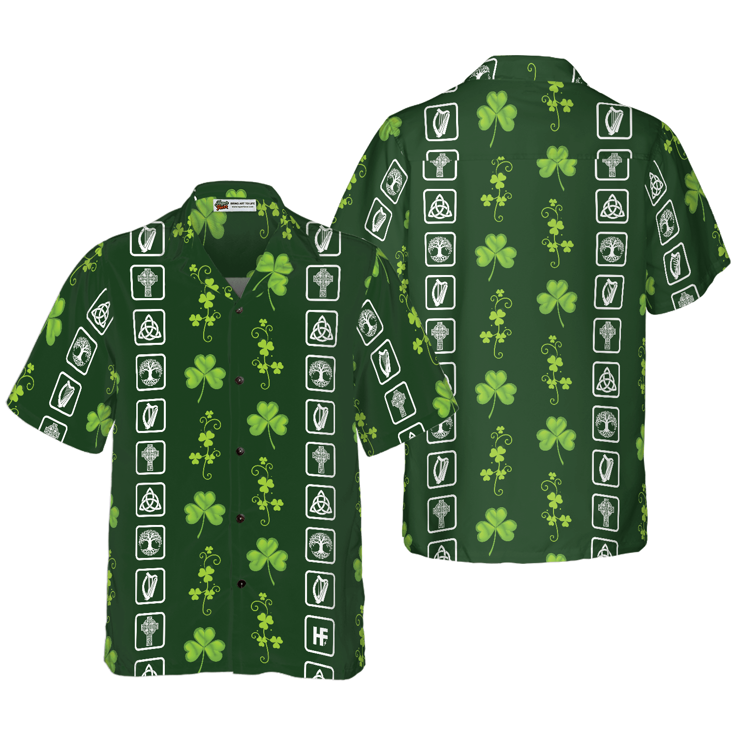 Shamrock Irish Symbols Hawaiian Shirt