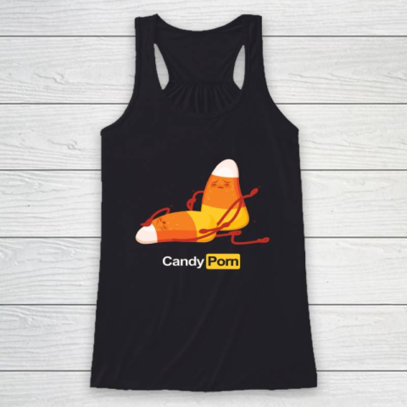 Candy Porn Corn Pun Porno Star Funny Halloween Costume Racerback Tank