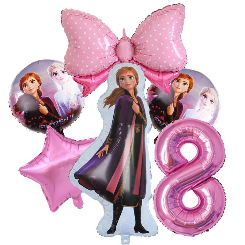 6pcs Frozen Elsa Anna Princess Balloon Birthday Party Decoration Baby Shower 32inch Number Cartoon Frozen Balloon Kids Toy Globo alx