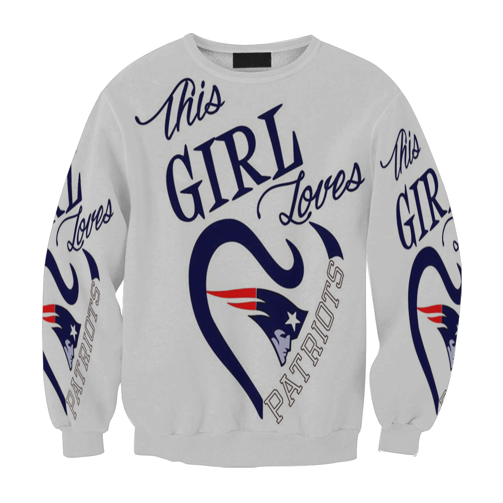 New England Patriots Girl Loves Patriots White Gift For Fan 3D Full Printing Sweatshirt