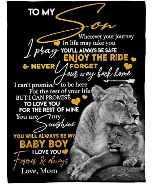 To My Son Baby Boy I Pray You’Ll Always Be Safe Fleece Blanket Gift For Son From Mom Home Decor Bedding Couch Sofa Soft And Comfy Cozy