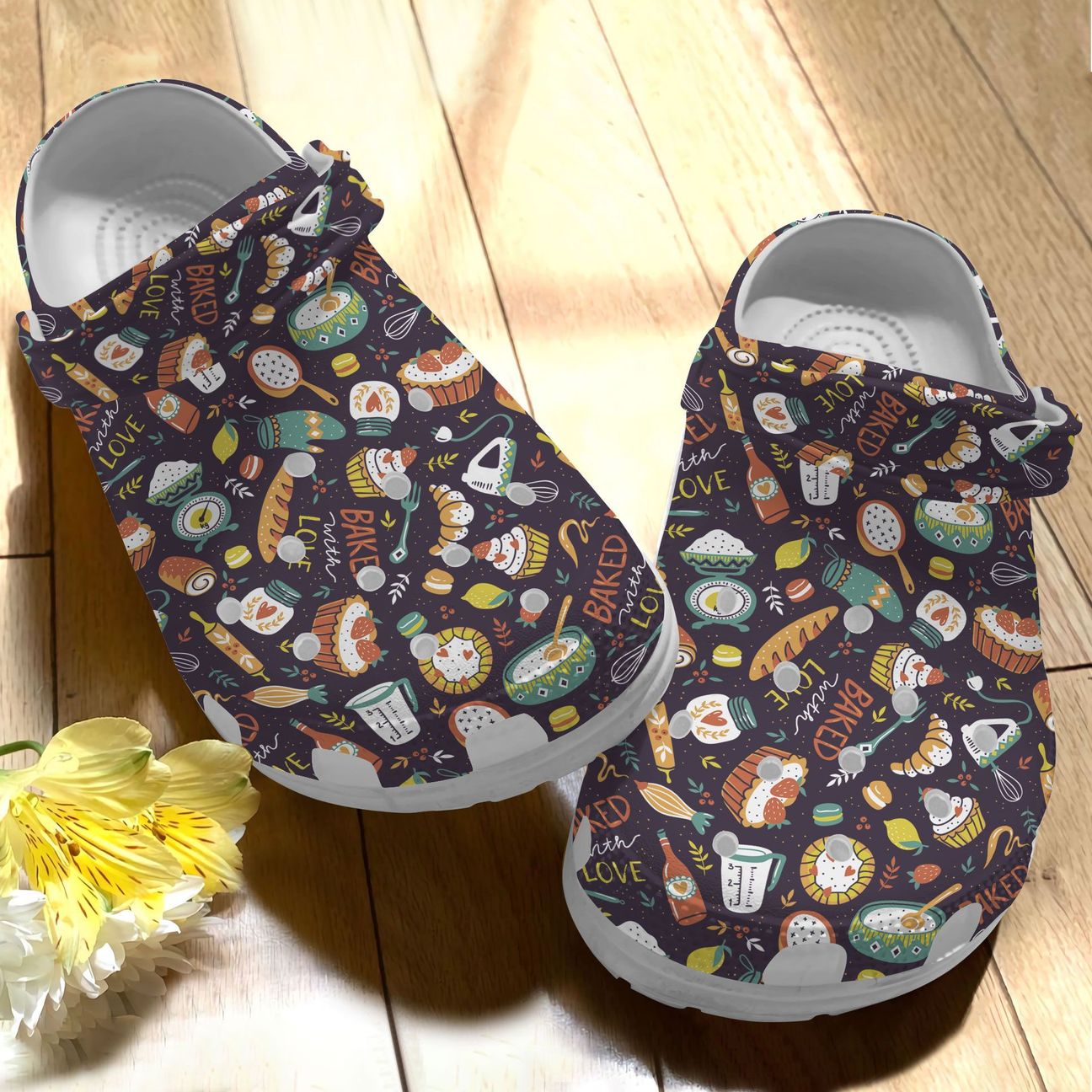 Baking Personalize Clog, Custom Name, Text, Fashion Style For Women, Men, Kid, Print 3D Bakery Retro Pattern