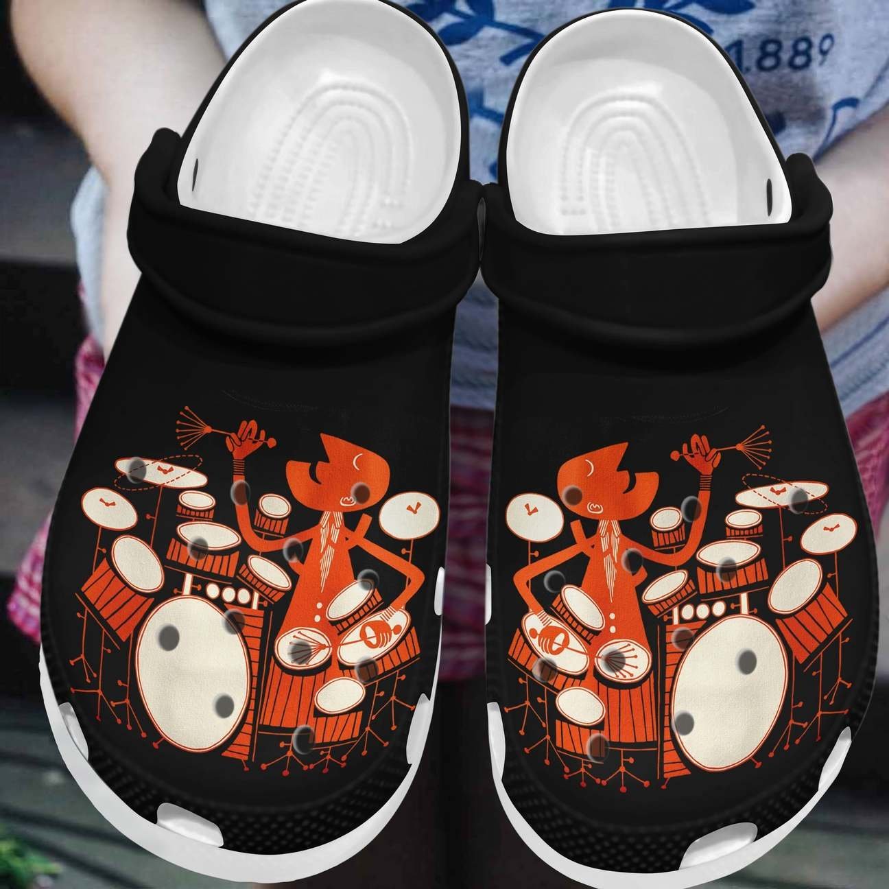 Drummer Personalized Clog, Custom Name, Text, Color, Number Fashion Style For Women, Men, Kid, Print 3D Drum On