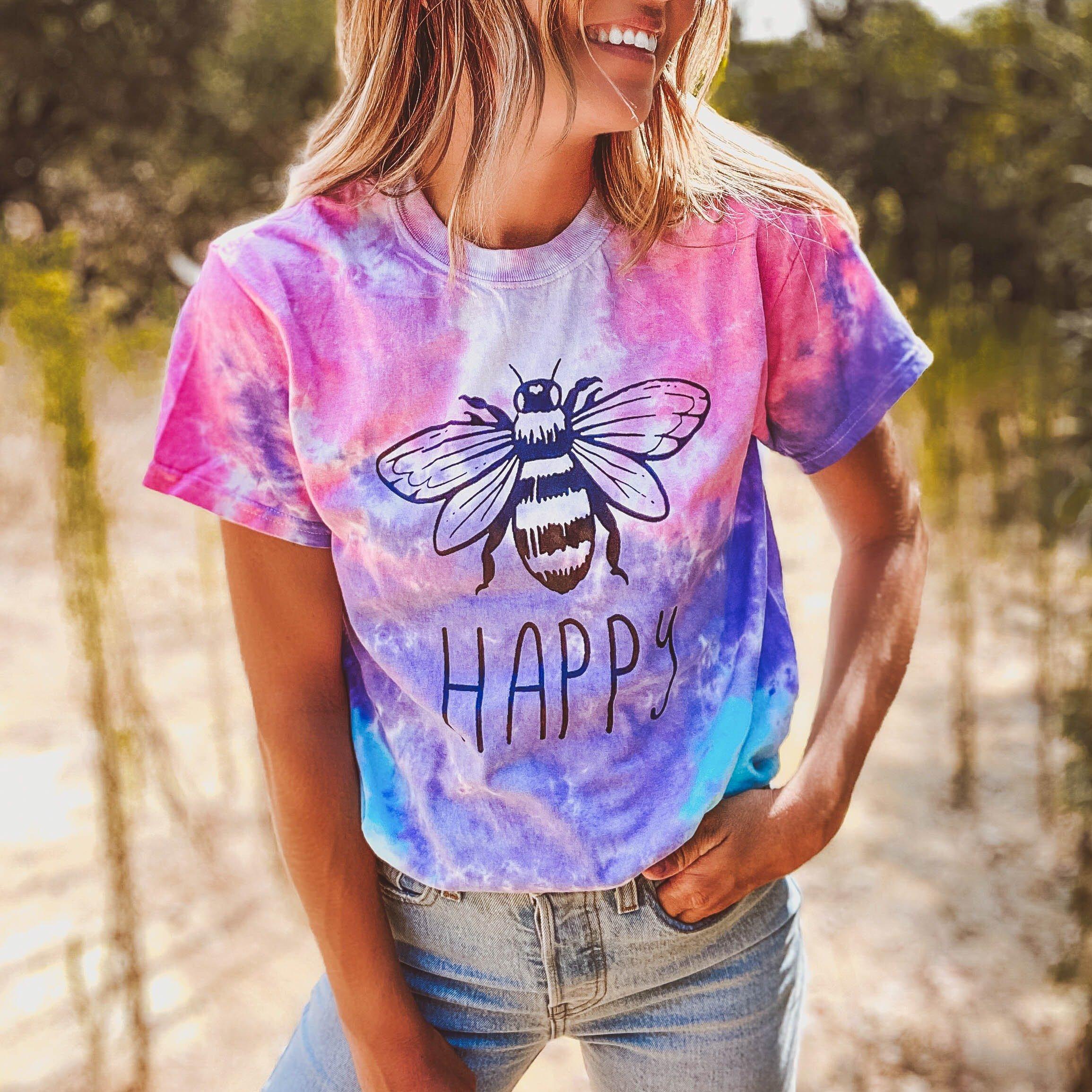 Bee Happy Cotton Candy Tie Dye Tee