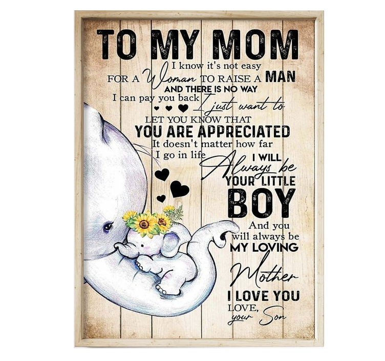 Poster Canvas Elephants Mom And Son, Gift From Son To Mother, Poster Wall Decor, Poster Gift Decor Home Decor Wall Art Visual Art