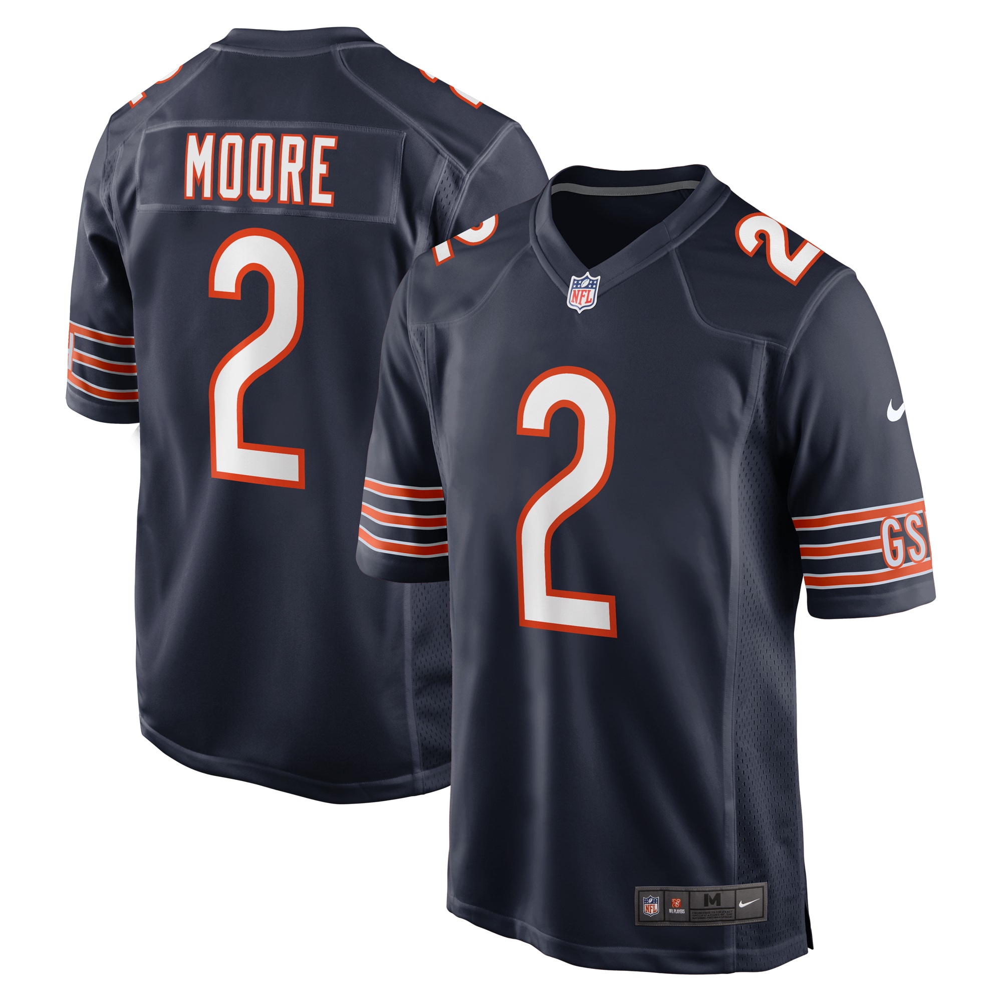 Men’s Chicago Bears D.J. Moore Navy Team Color Game Jersey