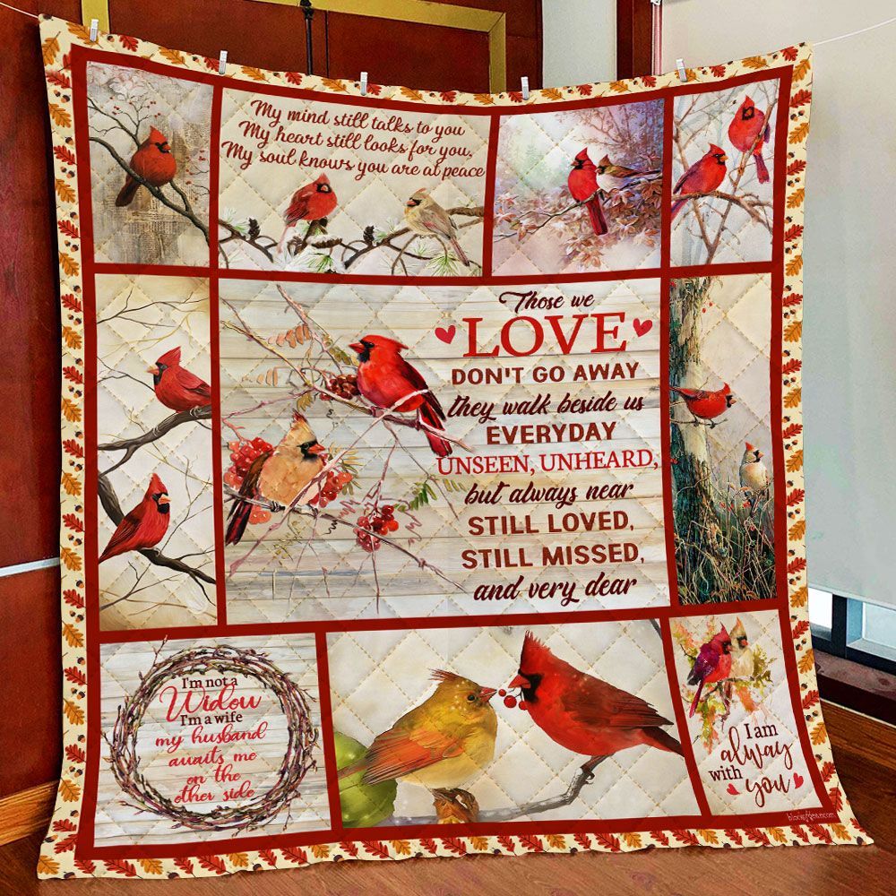 Those We Love Don’t Go Away Cardinal Christmas Quilt Blanket