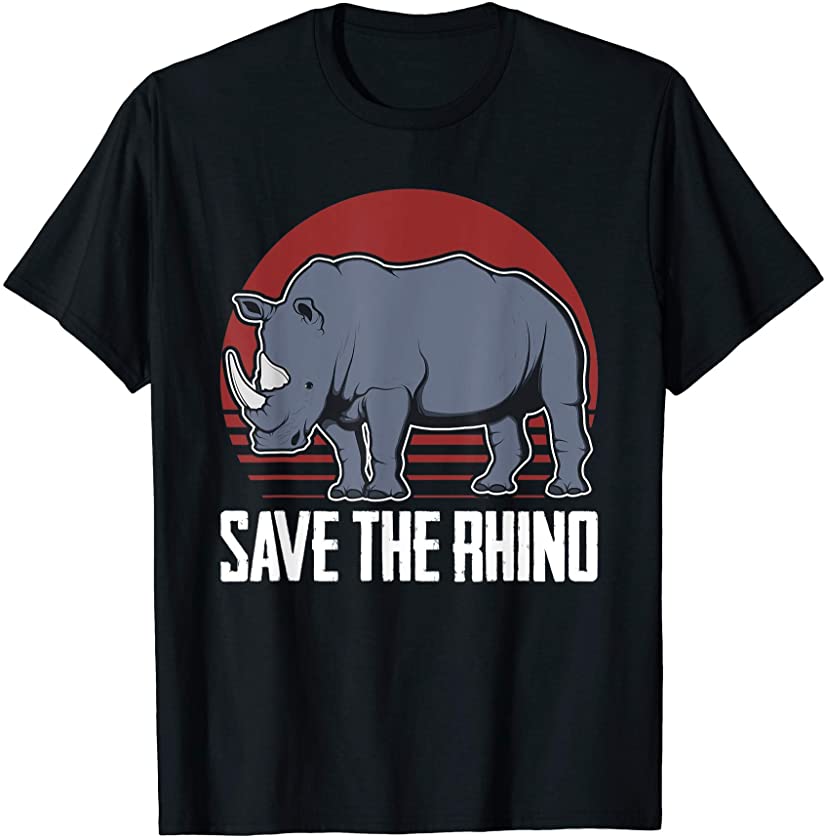 Rhinoceros Animal Rights Earth Day Retro Rhino T-Shirt