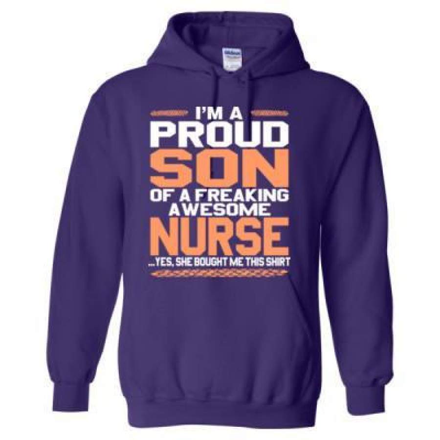 AGR Proud Son Of A Freaking Awesome Nurse Yes She Bought Me This Shirt – Heavy Blend™ Hooded Sweatshirt