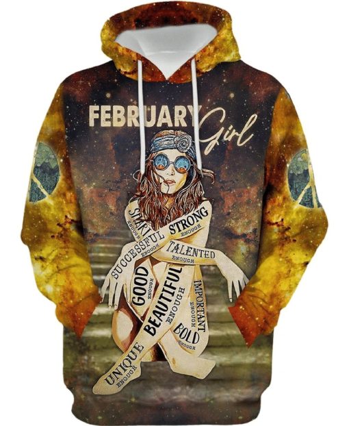 February Girl Hippie Personalized 3D All Over Printed