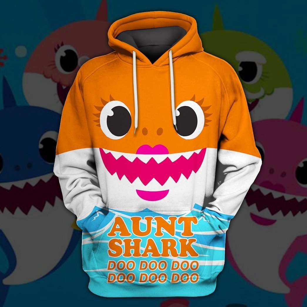 Aunt Shark 3D All Over Printed Shirt, Sweatshirt, Hoodie, Bomber Jacket Size S – 5Xl