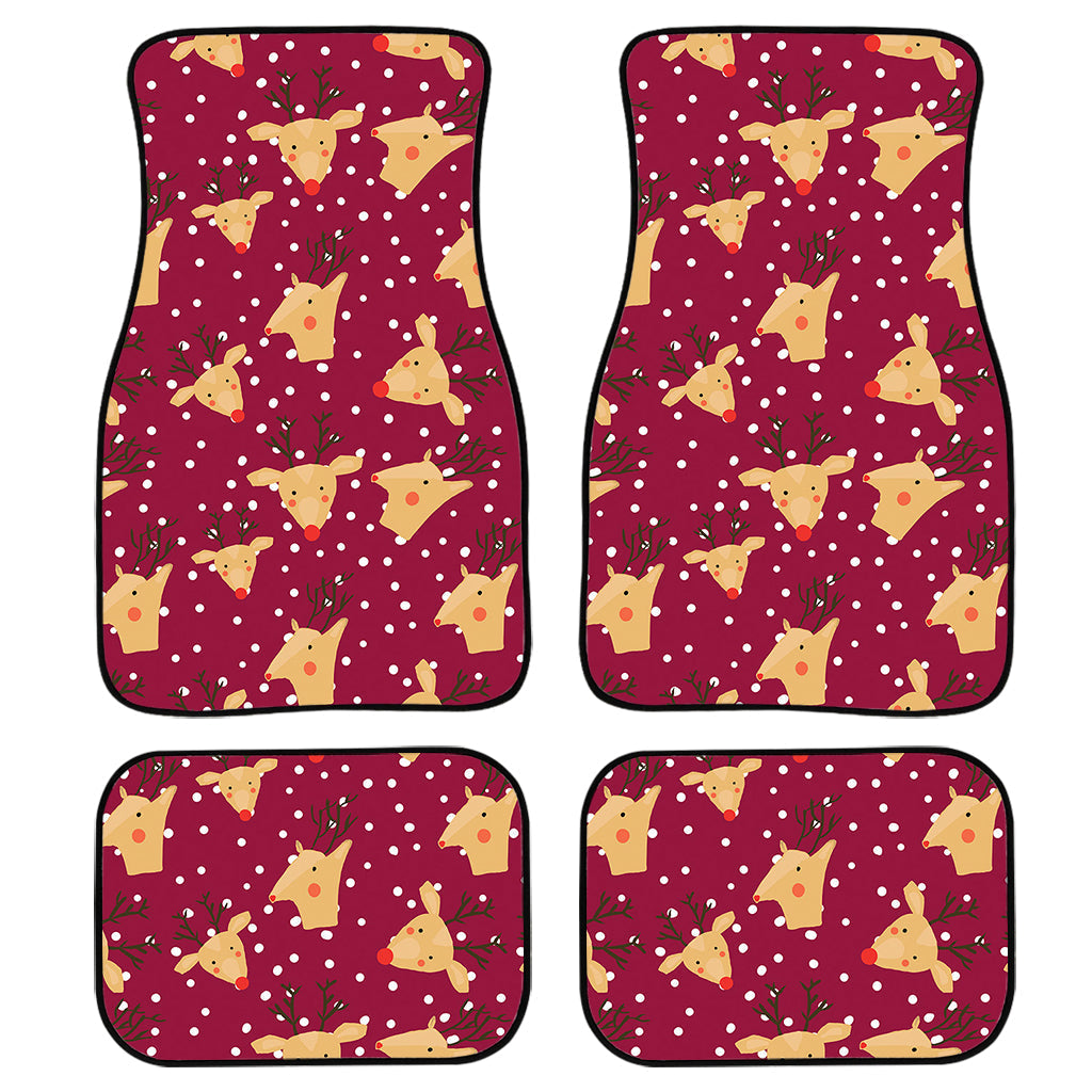 Christmas Deer Pattern Print Front And Back Car Floor Mats, Front Car Mat