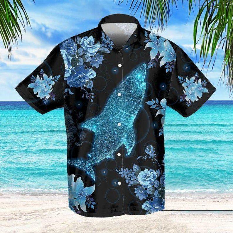 Beach Shirt Felacia [Hawaii Shirt] Blue Shark Zx18166