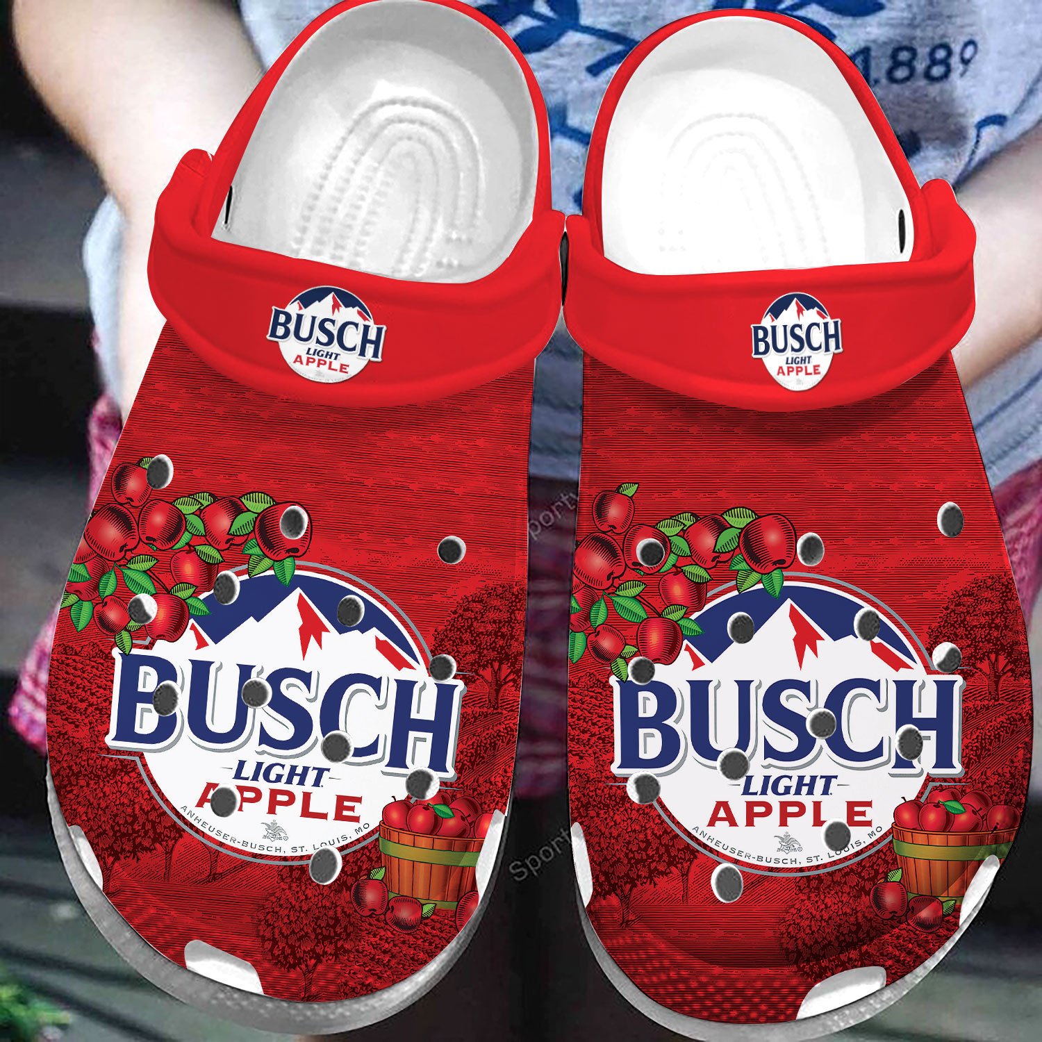 Busch Light Apple Red Clog Shoes – Busch Light Beer Drink Crocs For Man And Women