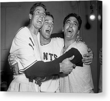 New York Giants Hero Bobby Thomson Left New York Daily News Archive Canvas Print