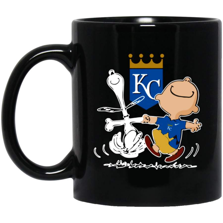 Charlie Brown & Snoopy Kansas City Royals Mug 11 oz 15 oz Black Mug