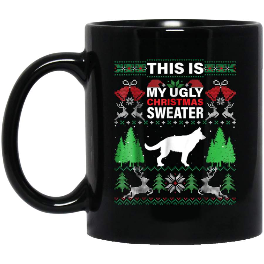 This Is My Ugly Christmas Sweater German Shepherd Dog  Mug 11 oz 15 oz Mug Black