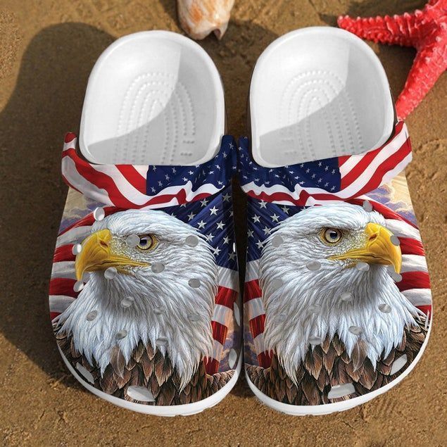 Eagle America Flag Crocs Gift For Fan Crocs Rubber Crocs Crocband Clogs, Comfy Footwear