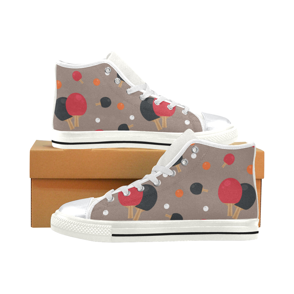 Ping Pong Pattern White High Top Canvas Women’s Shoes/Large Size