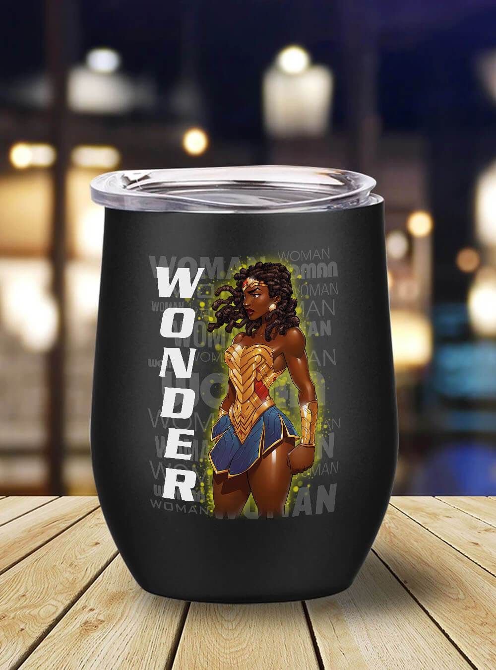 African American Tumbler Wonder Afro Woman Stainless Steel Wine Tumbler Mug Afrocentric Inspired Gifts BPS3417