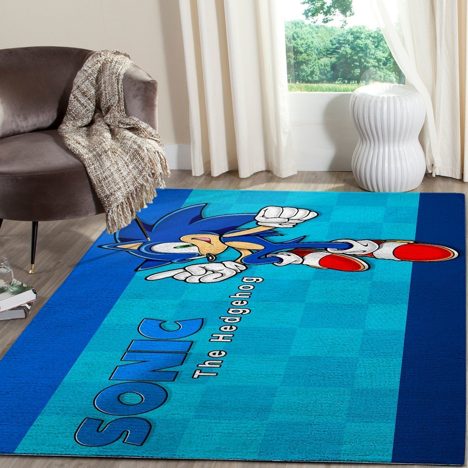 Sonic The Hedgehog Area Rug / Gaming Carpet, Gamer Living Room Rugs, Floor Decor 10114