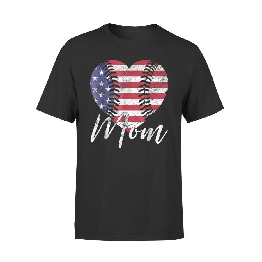 Baseball Heart American Flag July 4th Mother’s Day Mom T-Shirt